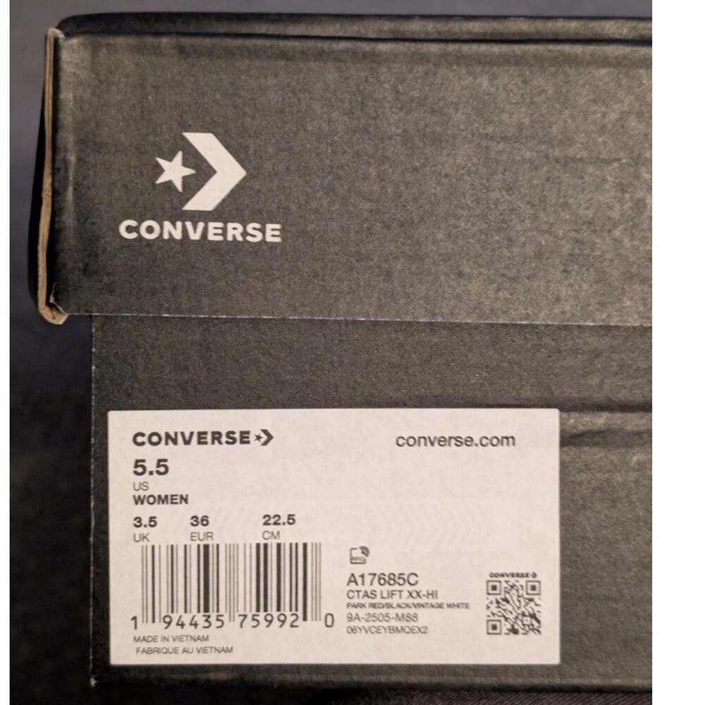 Converse XXHI Platform Lift Plaid Park Red Black Knee High Sneaker Bundle 5.5 - Picture 7 of 10